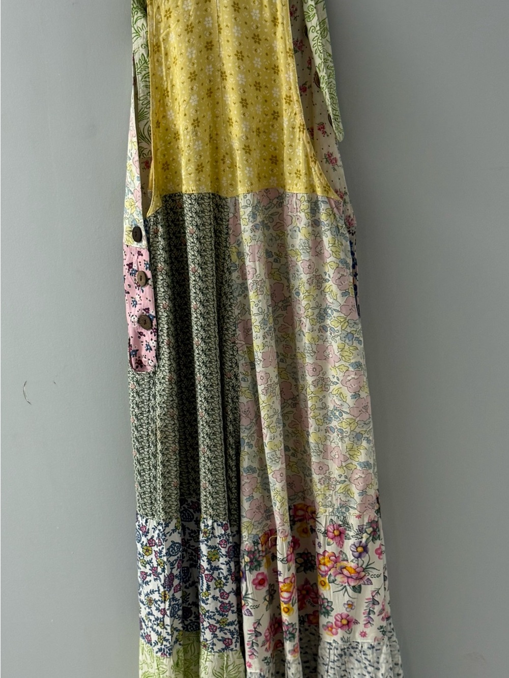 Blue Sky Patchwork Maxi Skirt - Blue, Pink, Green, Cream - Picture 2 of 4